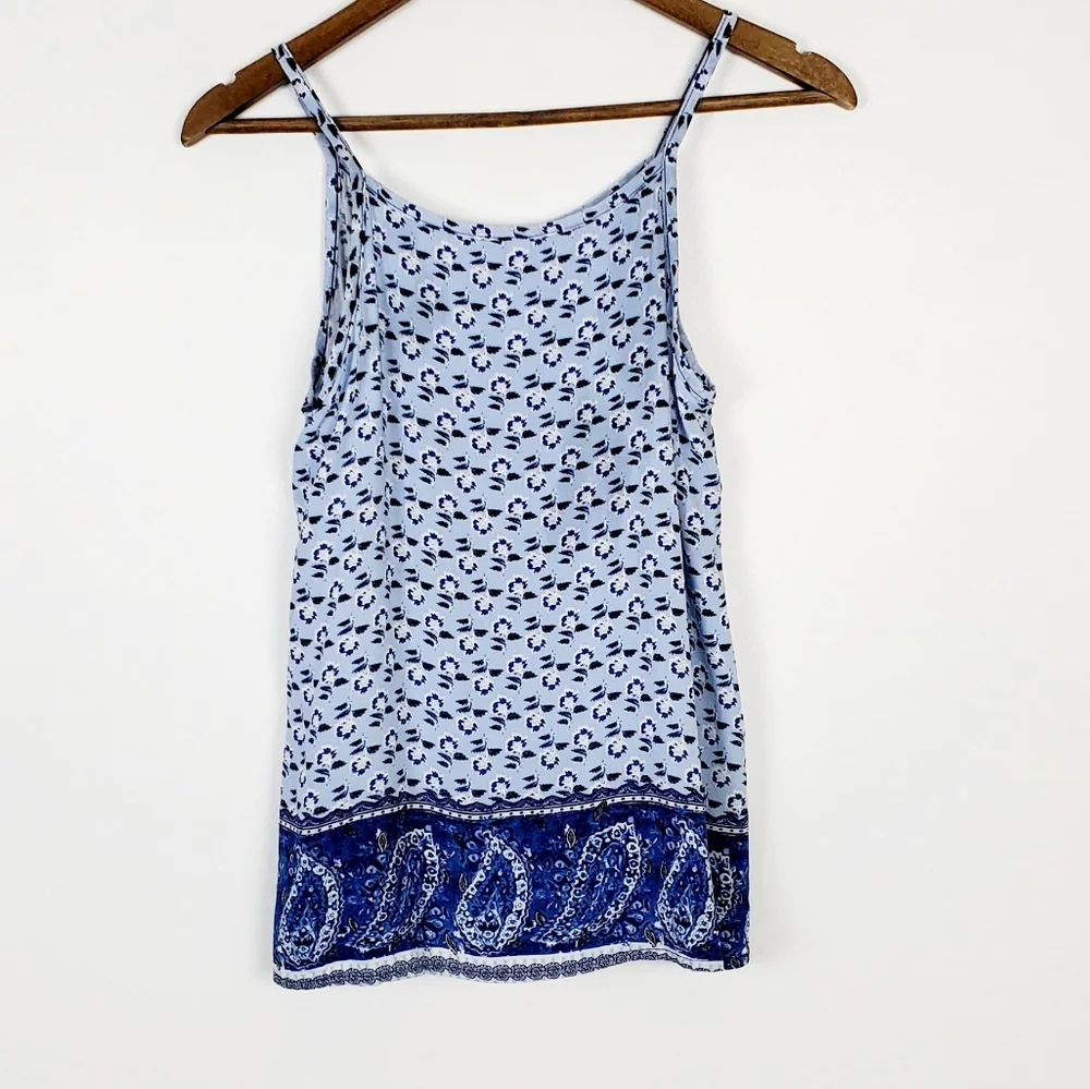 Beautees Girls Blue Sleeveless‎ Floral Paisley Summer Tank Top Size Large Rayon